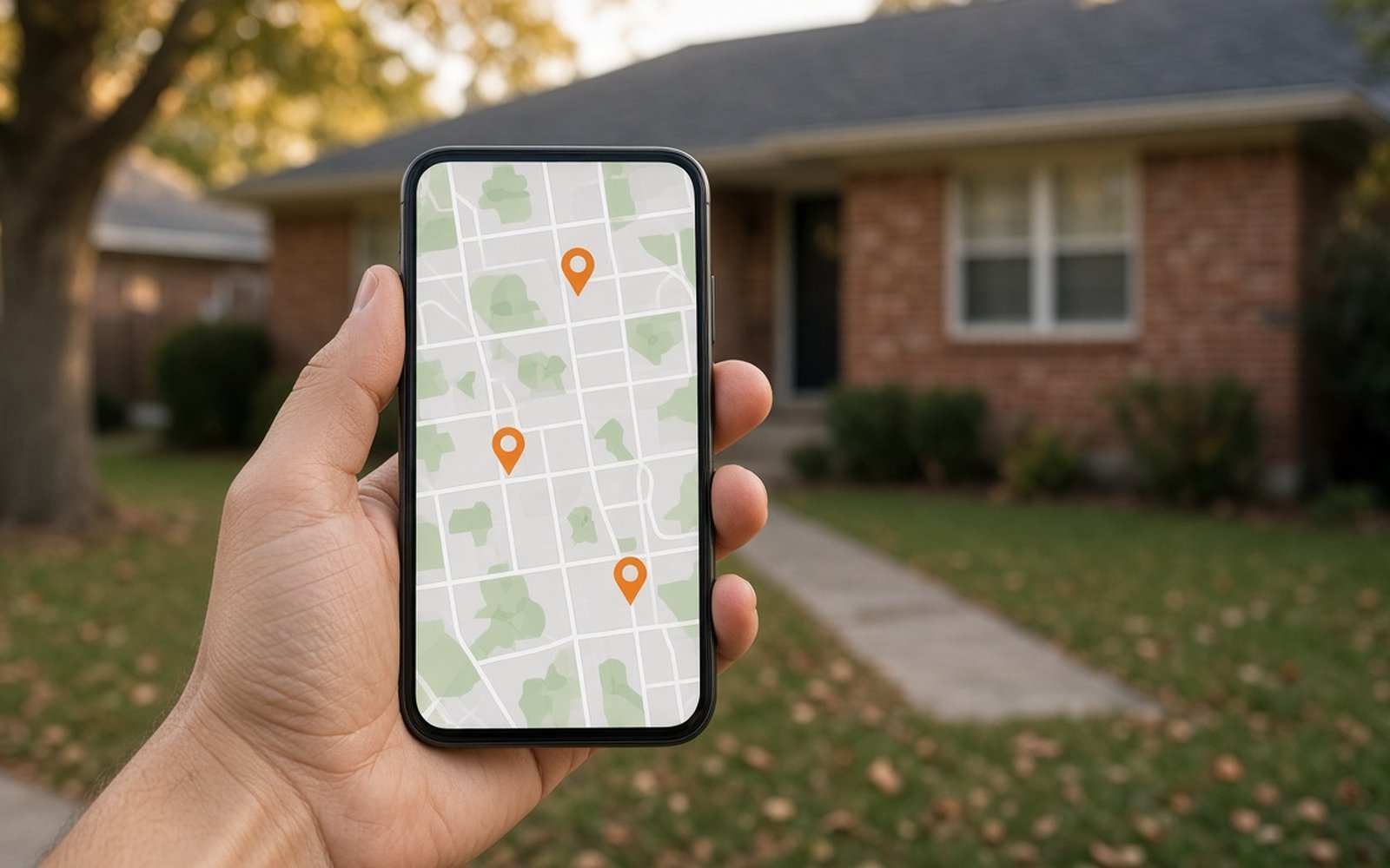 Homeowner searching Google Maps on a phone